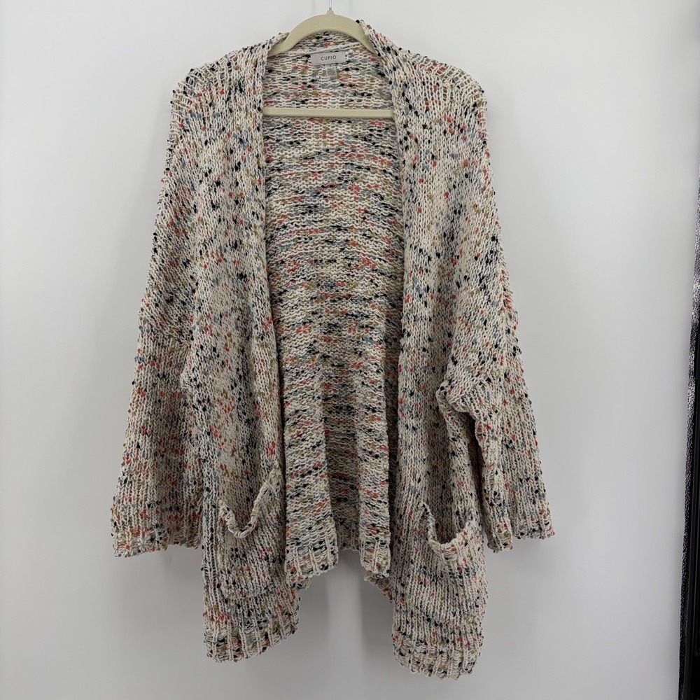 CUPiO Women's Multicolor‎ Speckled Knit Open Front Cardigan Sweater 1X